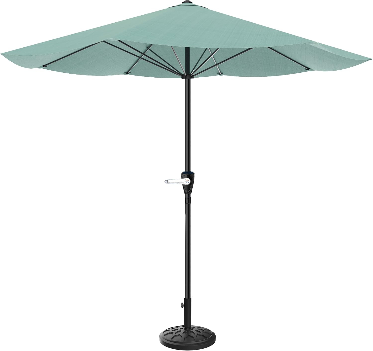 Pure Garden 9-ft Steel Green No-tilt Market Patio Umbrella with Base
