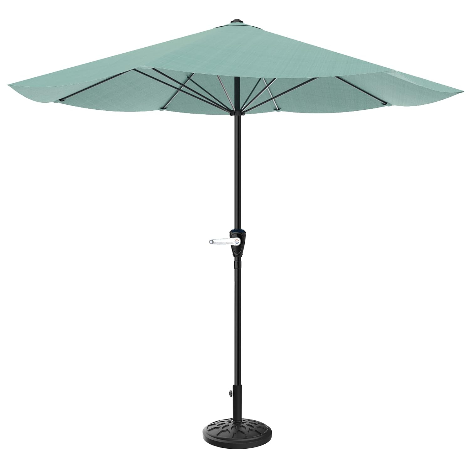 Pure Garden 9-ft Steel Green No-tilt Market Patio Umbrella with Base