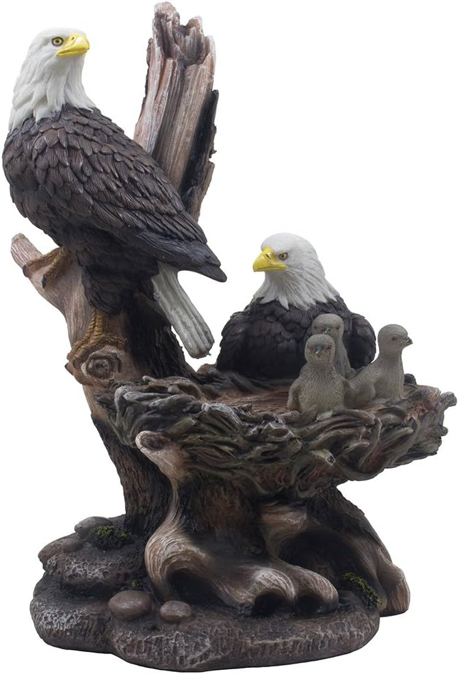 Patriotic American Bald Eagle Family Statue in Rustic Home Decor Sculptures & Figurines and Wildlife Bird Gifts