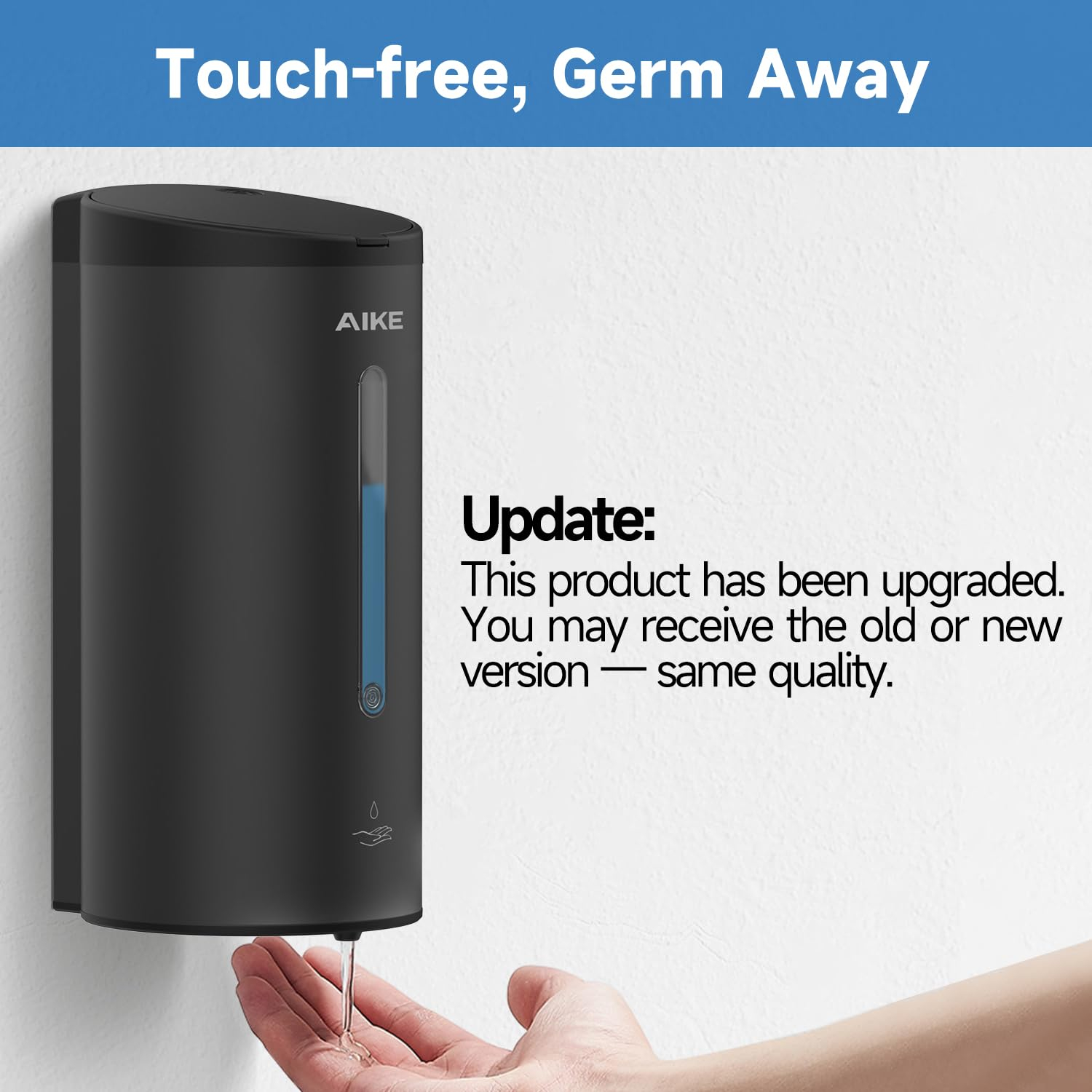 AIKE Automatic Wall Mount Liquid Soap Dispenser, Commercial Stainless Steel with 25oz Large Capacity Save Time Effort and Cost,Model AK1205(Matte Black)