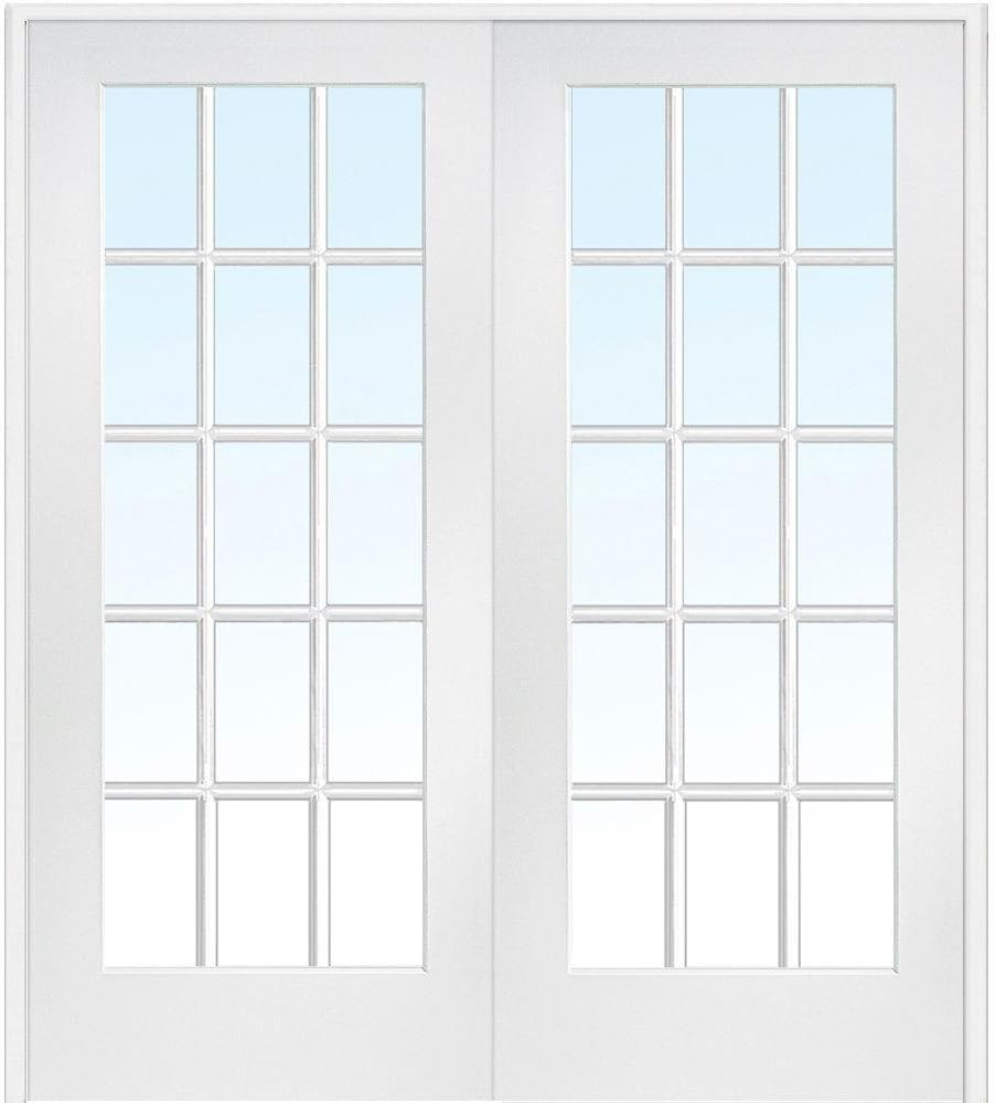 National Door Company, Interior Double Door, MDF, 72" x 84", 15 Lite True Divided, Clear Glass Collection, Both Active