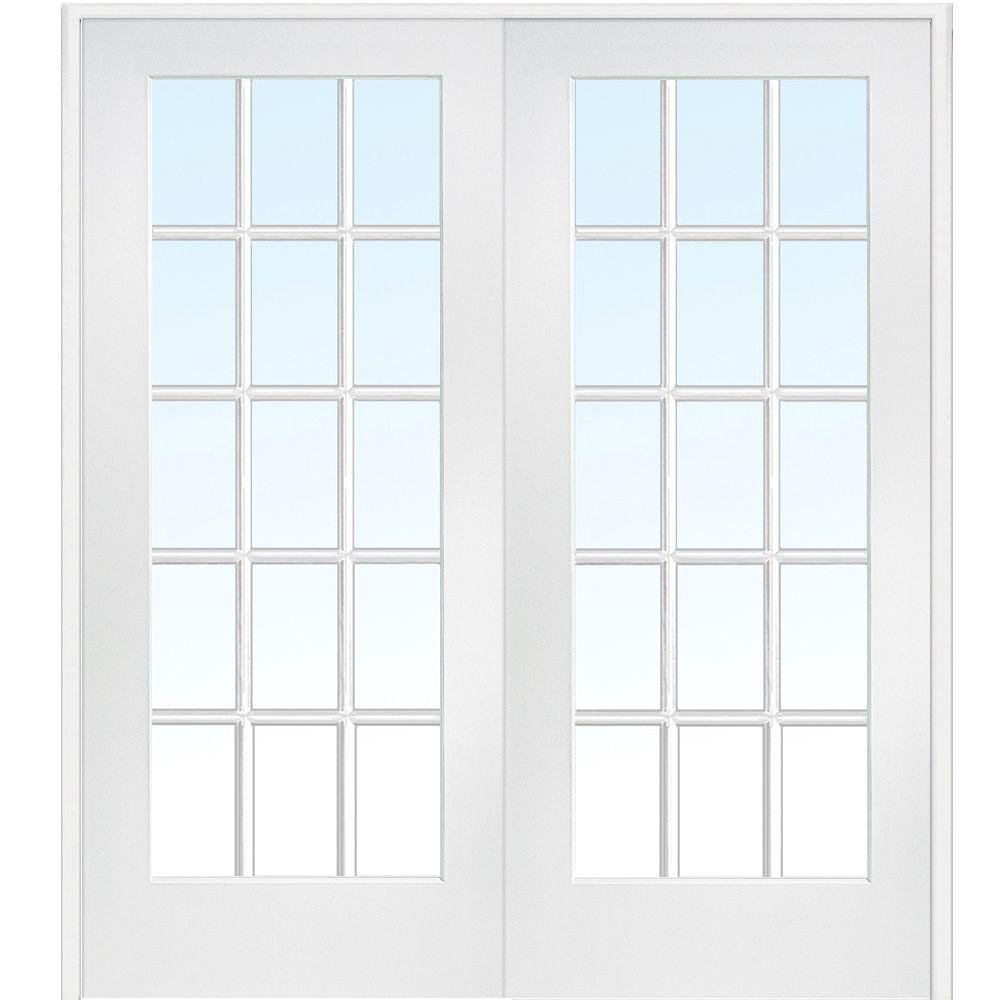 National Door Company, Interior Double Door, MDF, 72" x 84", 15 Lite True Divided, Clear Glass Collection, Both Active