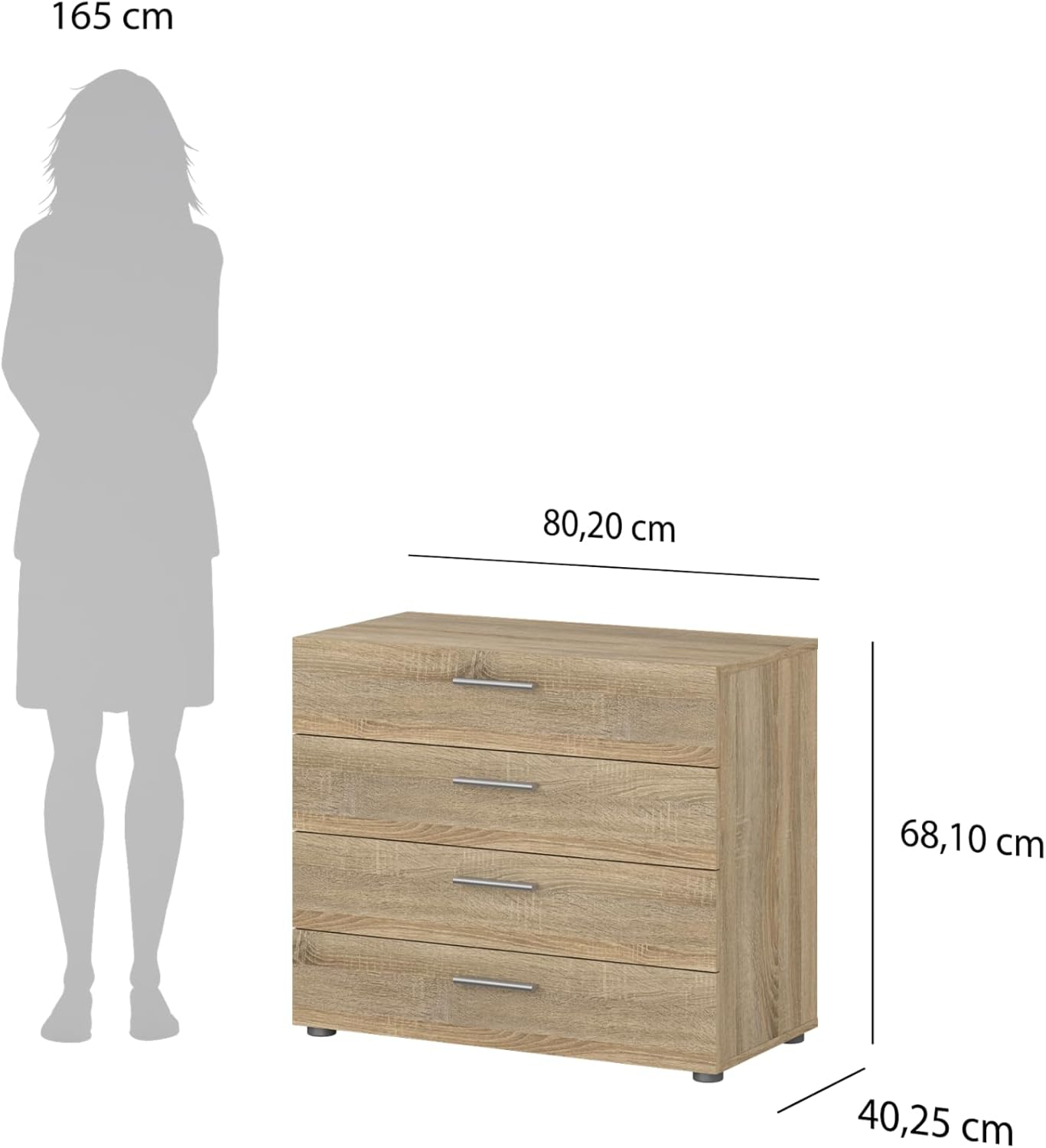 Tvilum Loft 4 Drawer Chest Dresser for Adults, Oak Structure