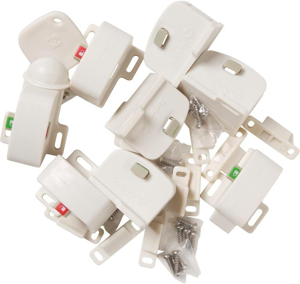 Safety 1st Deluxe Magnetic Locking System (8 locks, 1 key), White, Toddler