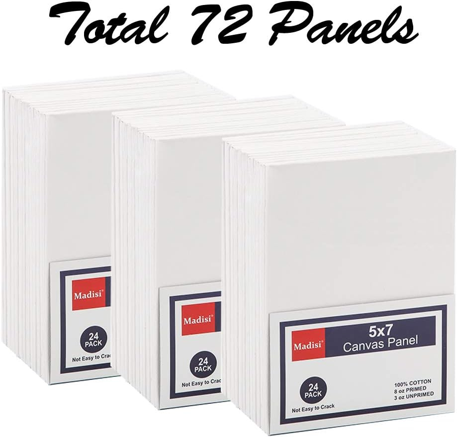 Madisi Painting Canvas Panels 72 Pack, 5X7, Classroom Value Pack Art Canvas