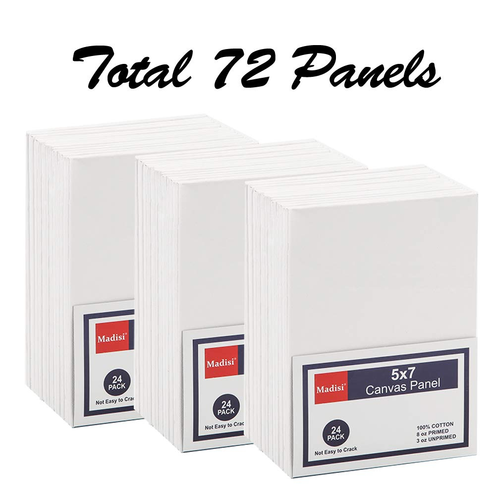 Madisi Painting Canvas Panels 72 Pack, 5X7, Classroom Value Pack Art Canvas