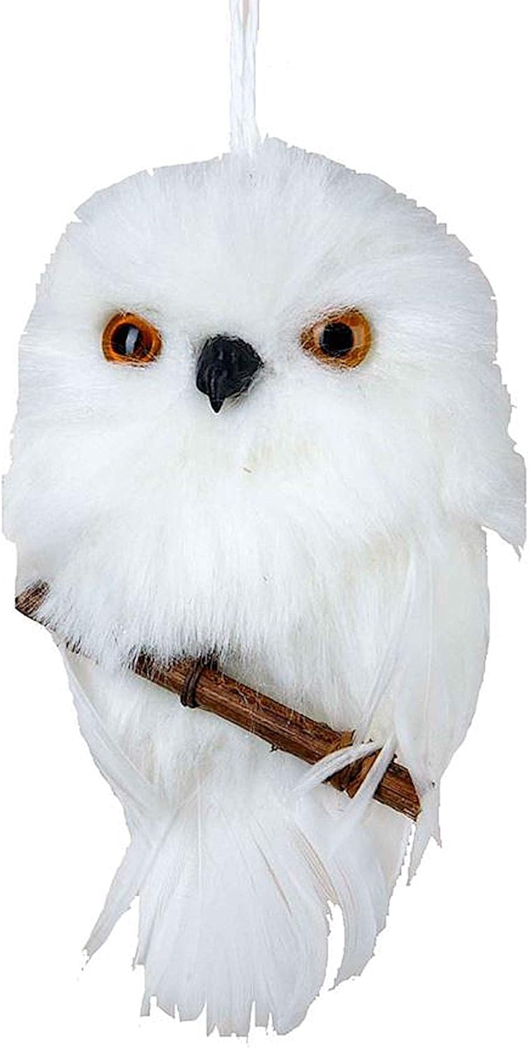 Kurt S. Adler YAMC2220 Hanging Owl Ornament with Branch, 3.93", White