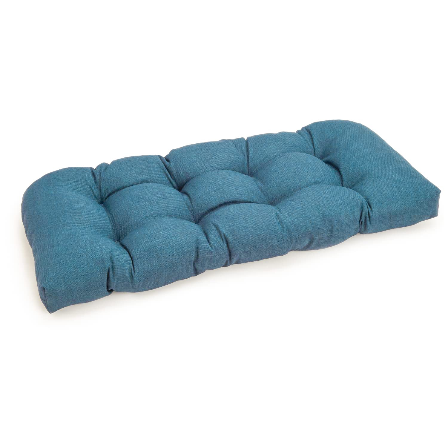 Sea Blue Tufted Polyester Loveseat Cushion, 42" x 19"