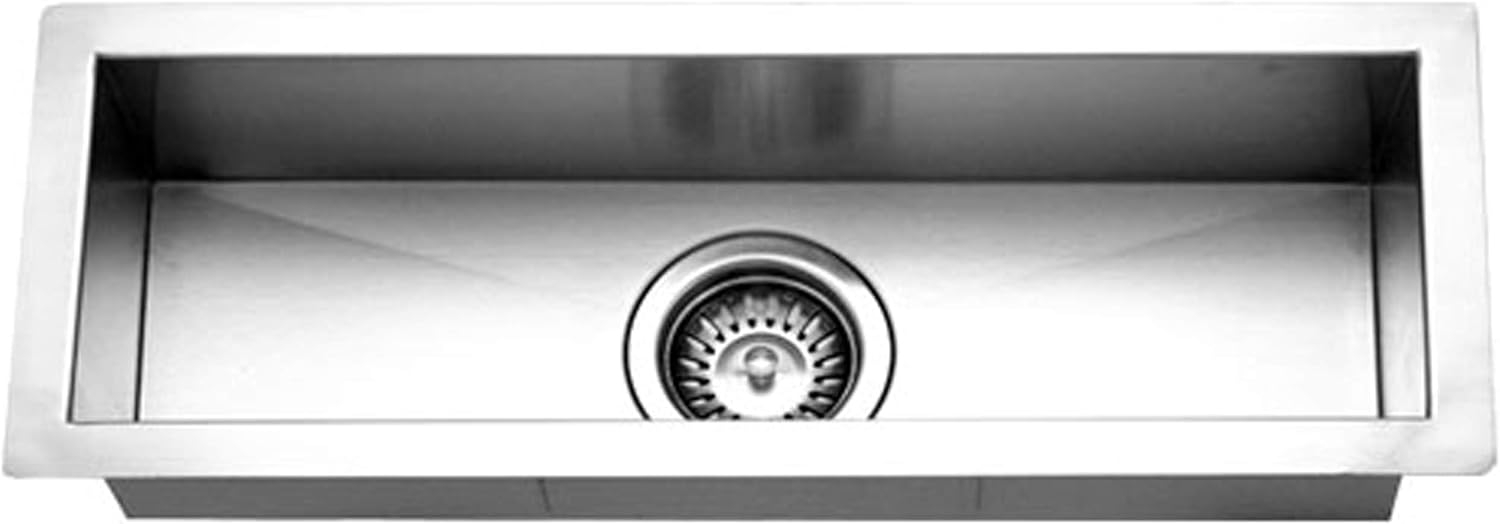 Houzer Contempo Trough 23 in Stainless Steel Undermount Single Bowl Bar Sink with Strainer and Grid - CTB-2385