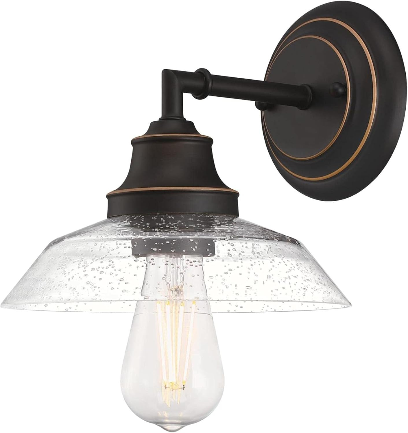 Westinghouse Lighting  Iron Hill One-Light Indoor Wall Fixture - 1-Light Oil Rubbed Bronze with Seeded Glass