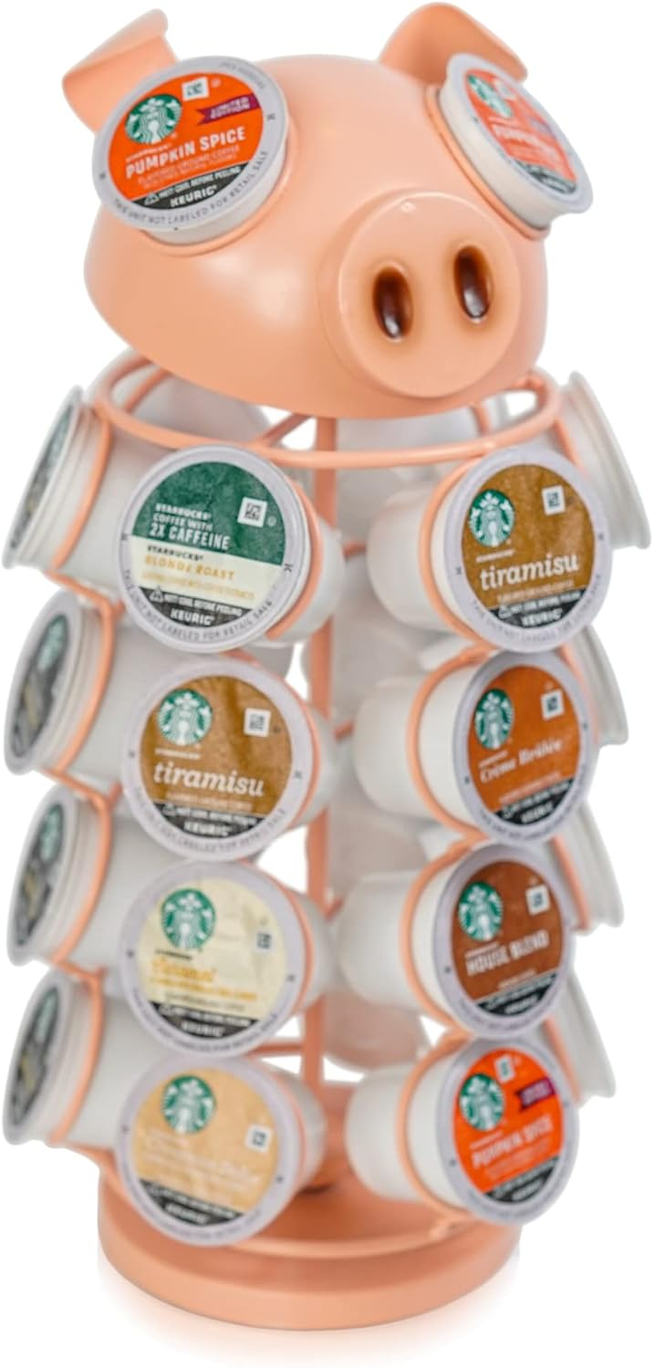 Made Easy Kit Carousel Coffee Pod Holder, Compatible with Keurig K-Pods K-Cups, Countertop Rack Storage Organizer, Metal Home and Kitchen Decor, Capsule Café Station Bar