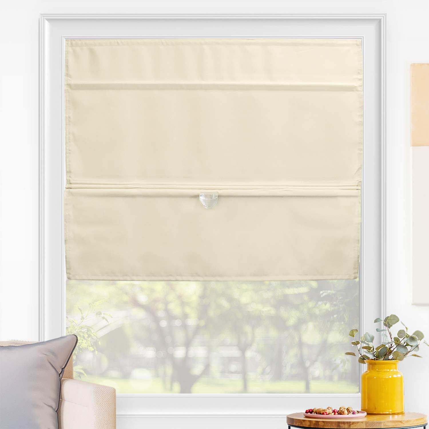 Chicology Cordless Roman Runway Tan Shades, 35"W X 64" H