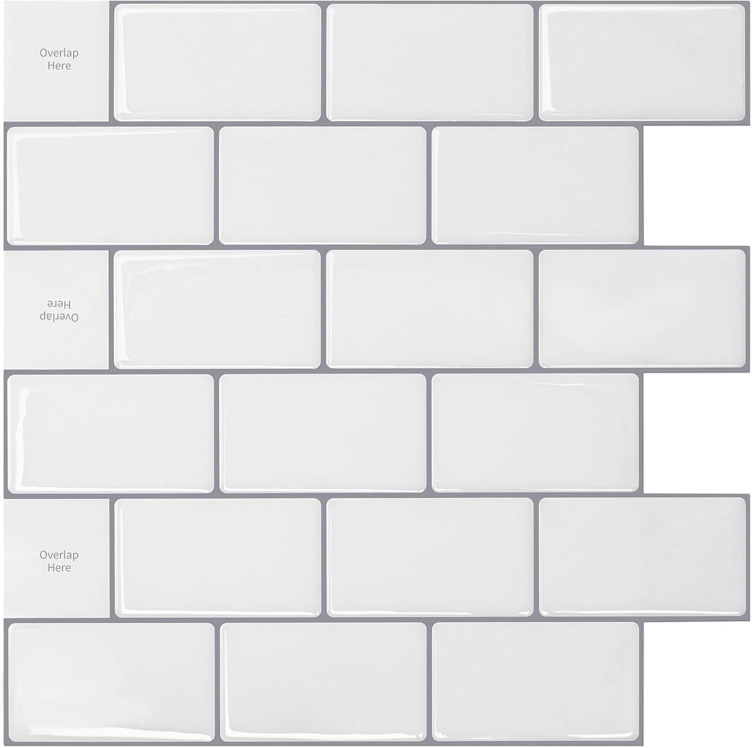 Art3d Peel and Stick Backsplash Tile, 10-Sheet Stick on Subway Tiles for Kitchem, Bathroom Back Splashes, 12"x12", Warm White with Black Grout