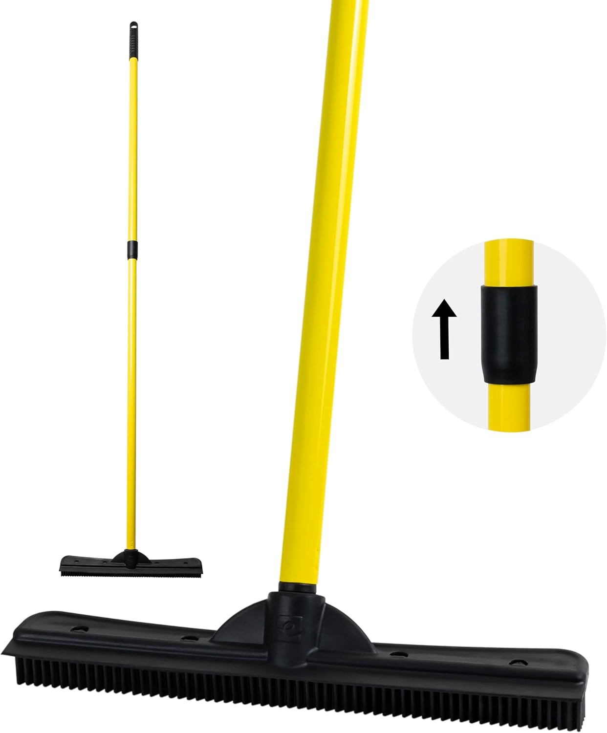 Adjustable Rubber Bristle Broom with 60-Inch Handle