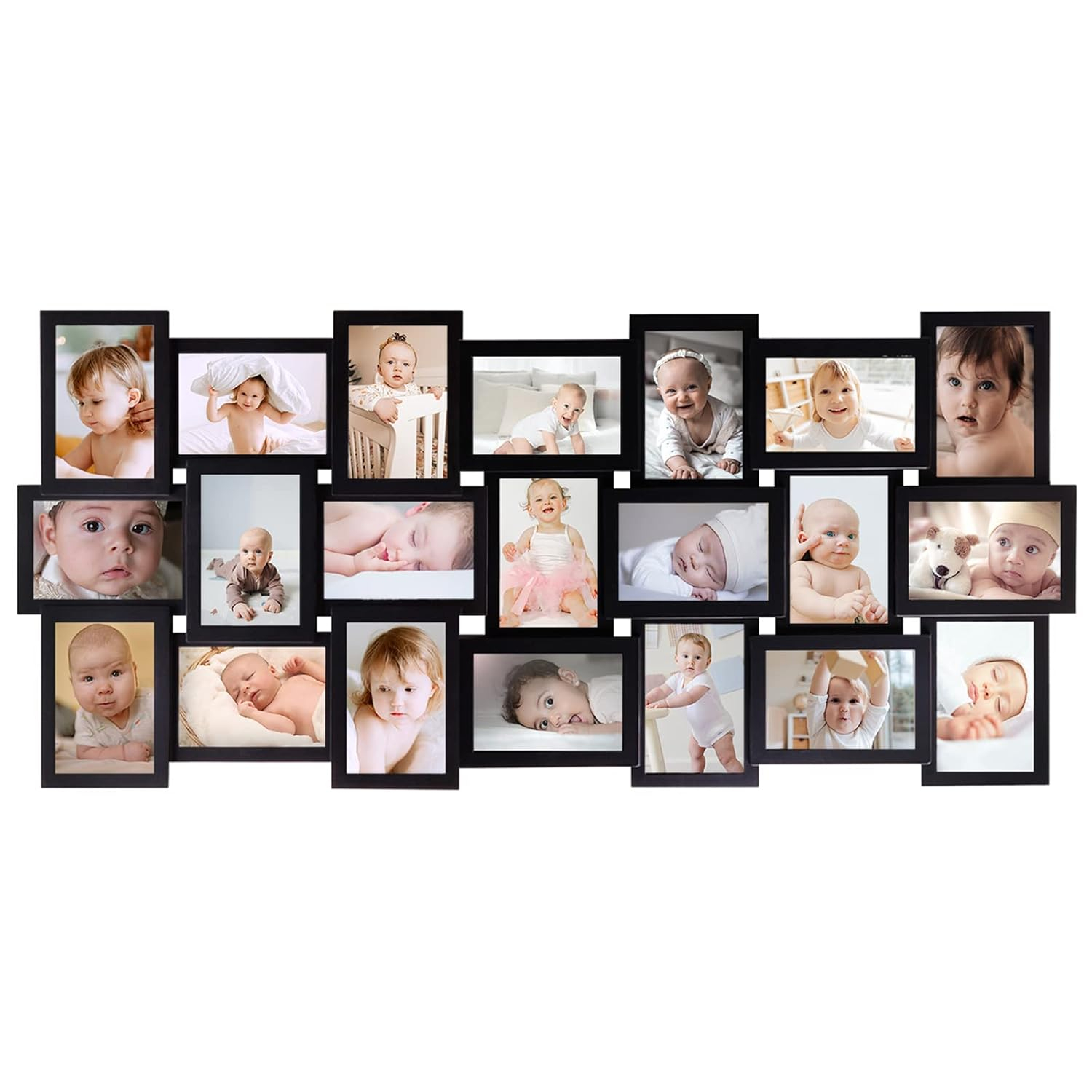 21 Openings Multiple Photo Frame Family Collage Picture Frames 6x4 Black For Wall