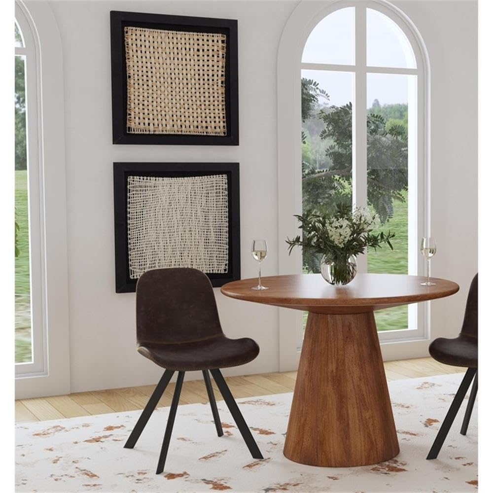 Chestnut Brown Round Mango Wood Dining Table