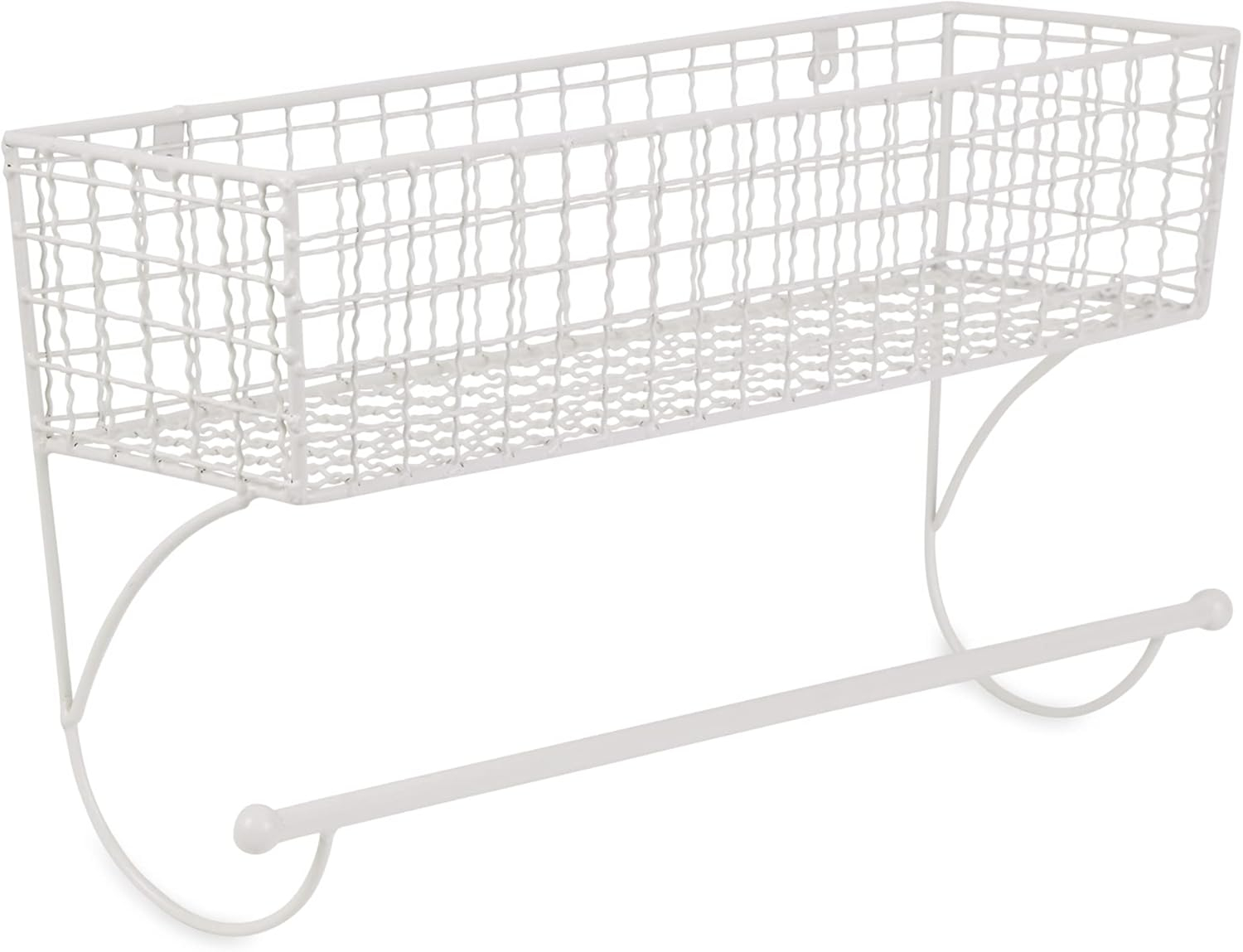 DII Rustic Farmhouse Bathroom Decor, Metal Storage, Large Towel Bar, Antique White