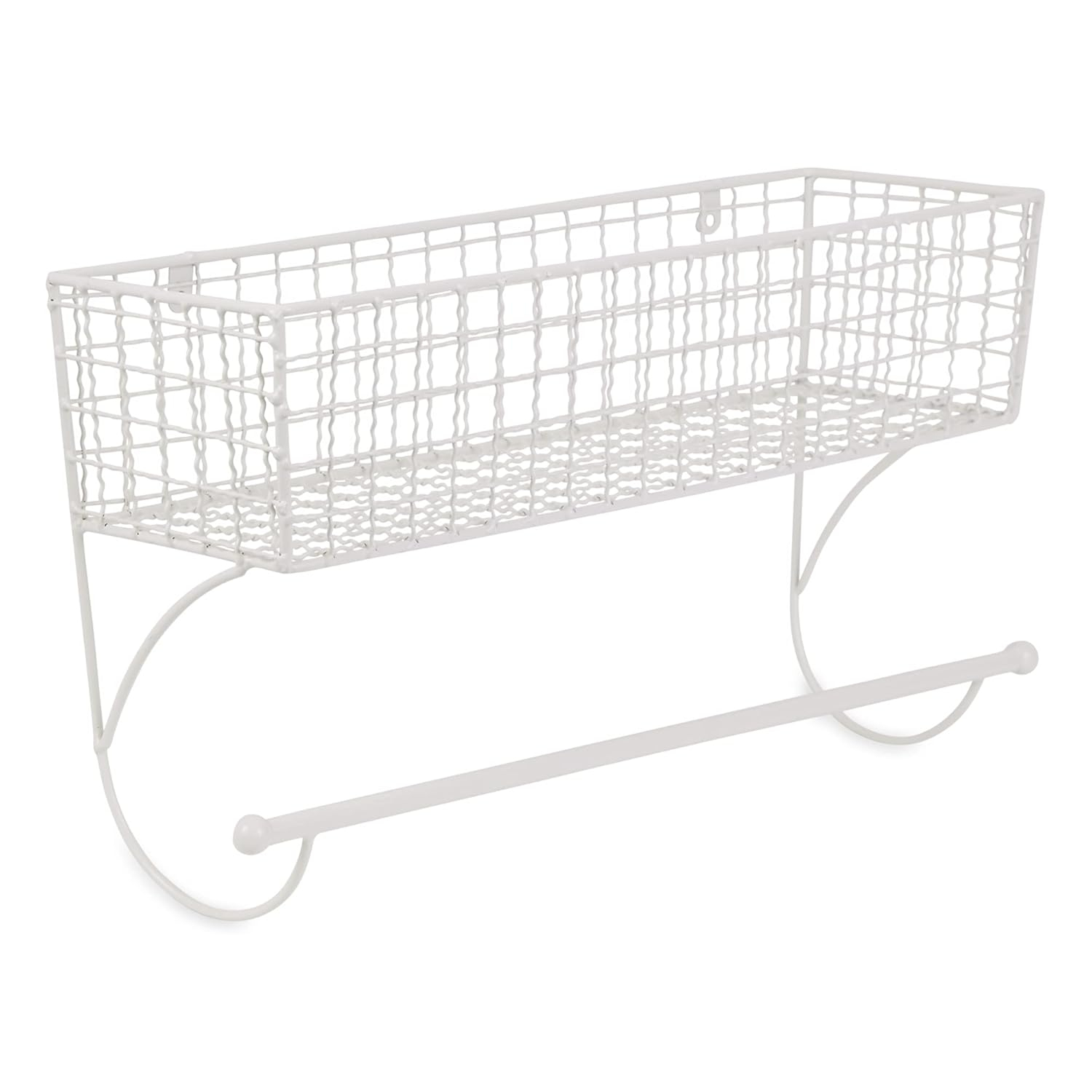 DII Rustic Farmhouse Bathroom Decor, Metal Storage, Large Towel Bar, Antique White