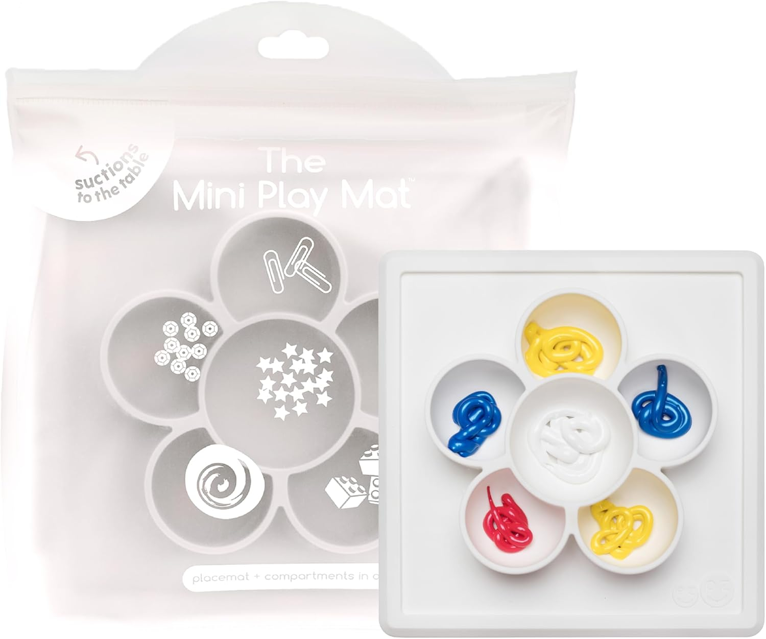Cream Silicone Mini Play Mat with Flower Compartments