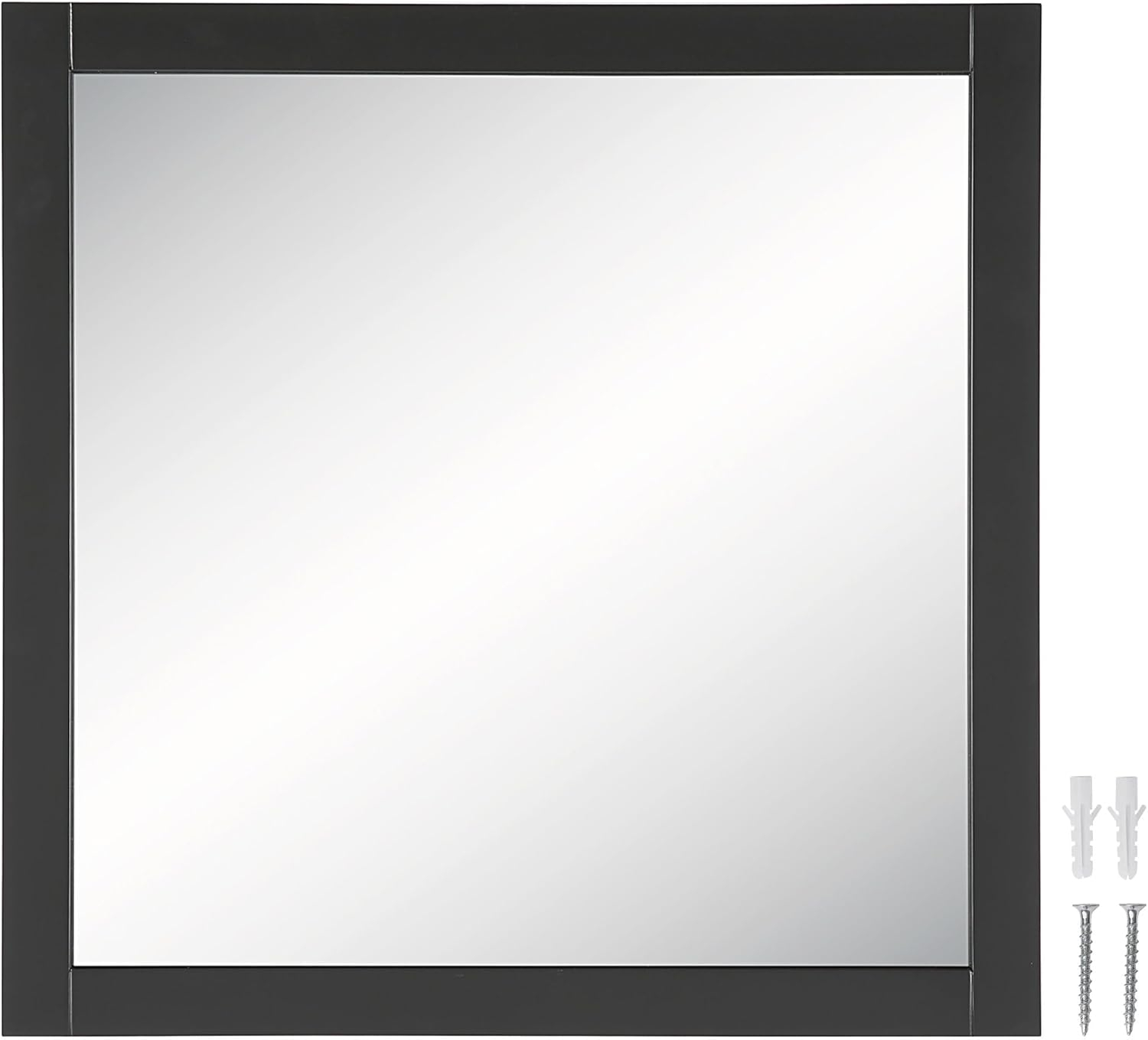 Shorewood Square Bathroom Mirror, 30" H x 30" L, Soft Matte Black, Solid Wood Framed, Decorative Vanity or Entryway Accent – Design House, 589655