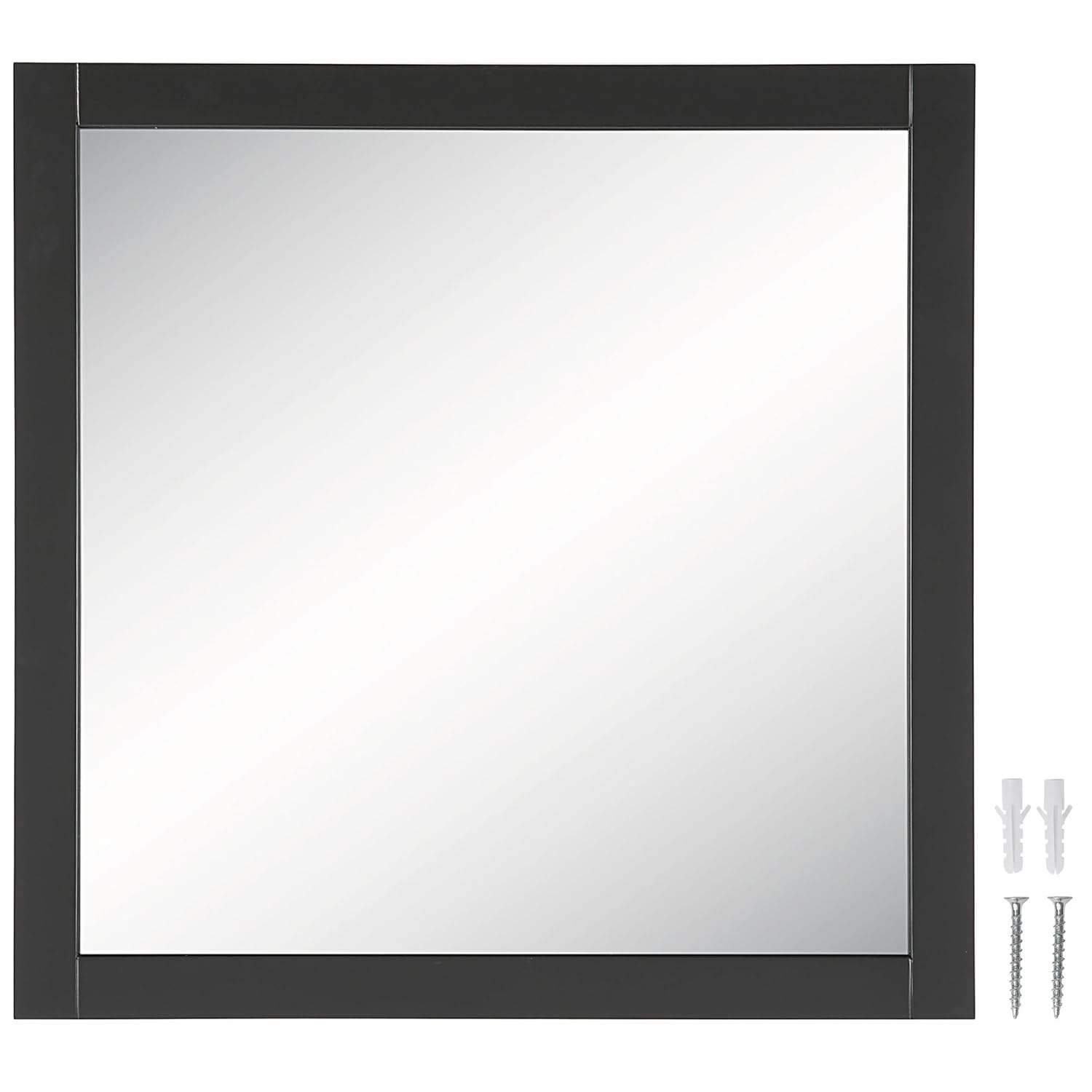 Shorewood Square Bathroom Mirror, 30" H x 30" L, Soft Matte Black, Solid Wood Framed, Decorative Vanity or Entryway Accent – Design House, 589655
