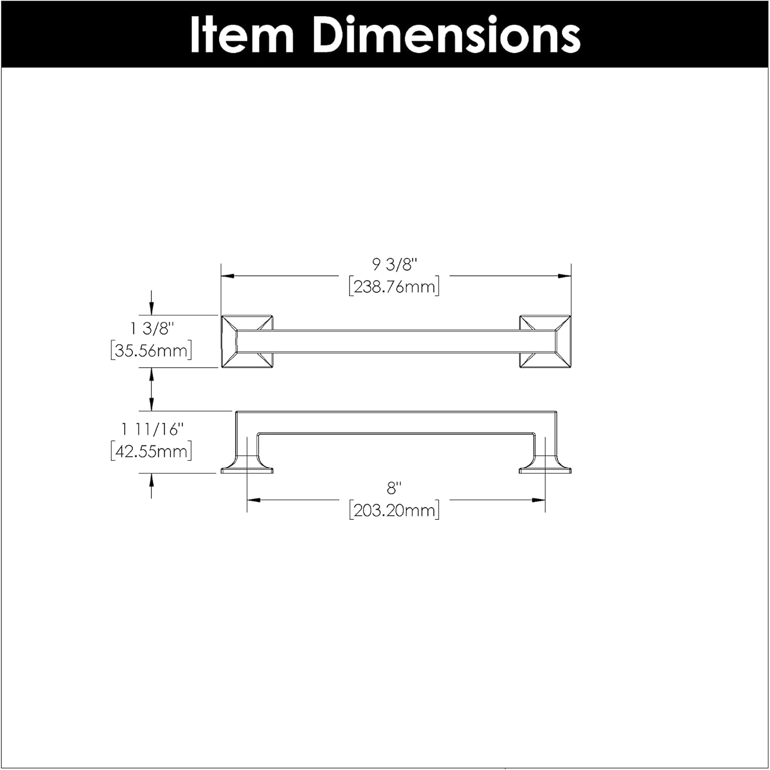 Hickory Hardware Studio Collection Appliance Pull 8 Inch Center to Center Satin Nickel Finish