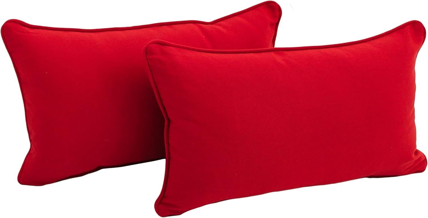 20-inch by 12-inch Double-corded Solid Twill Back Support Pillows with Inserts (Set of 2), Red