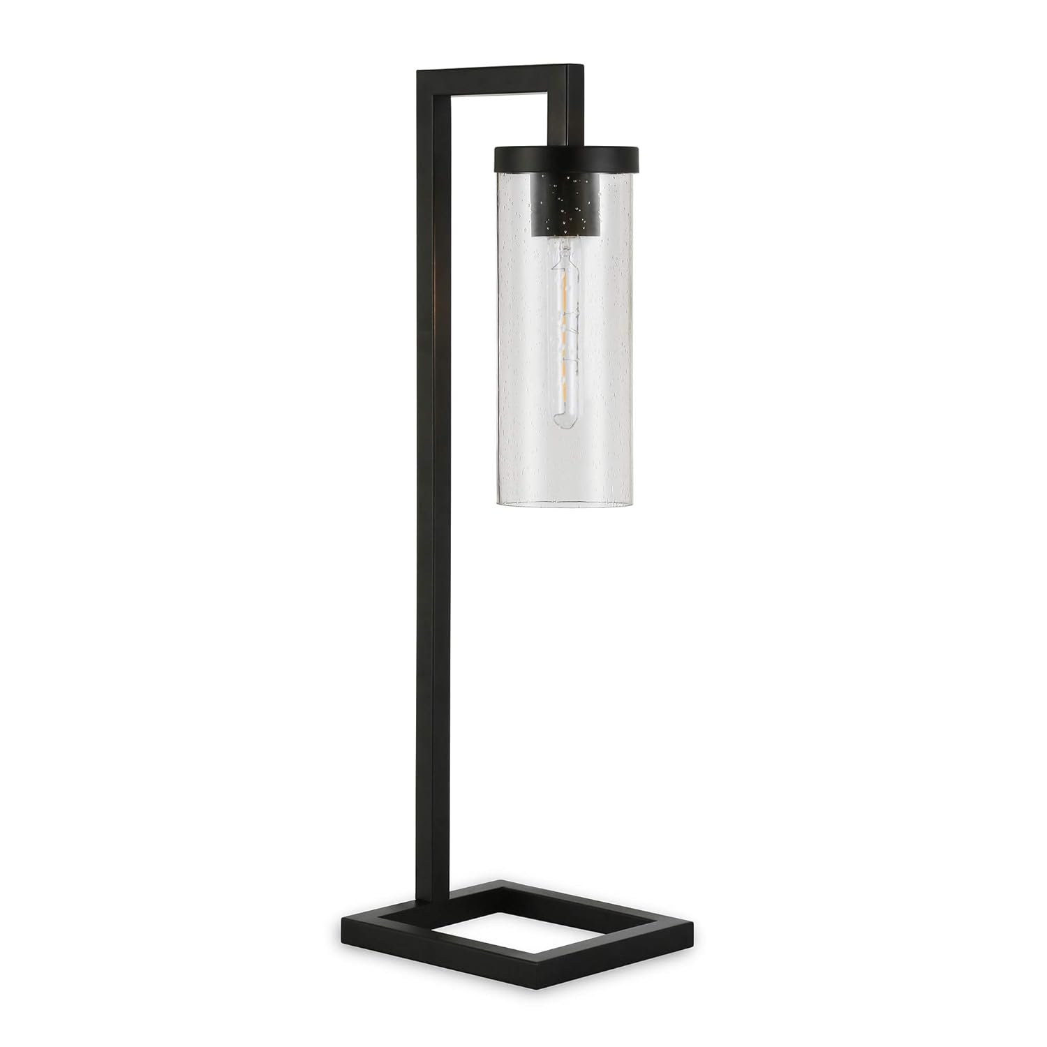 Evelyn&Zoe Modern Metal Floor Lamp with Seeded Glass Shade
