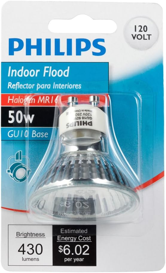 Philips LED 415745 Indoor Flood 50-Watt MR16 GU10 Base Light Bulb