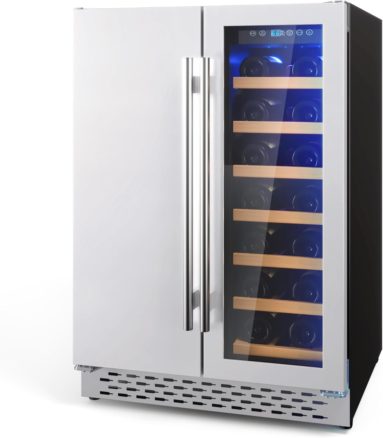 Accreate Beverage and Wine Cooler - Dual Zone, Built-in and Freestanding, Holds 54 Cans and 20 Bottles