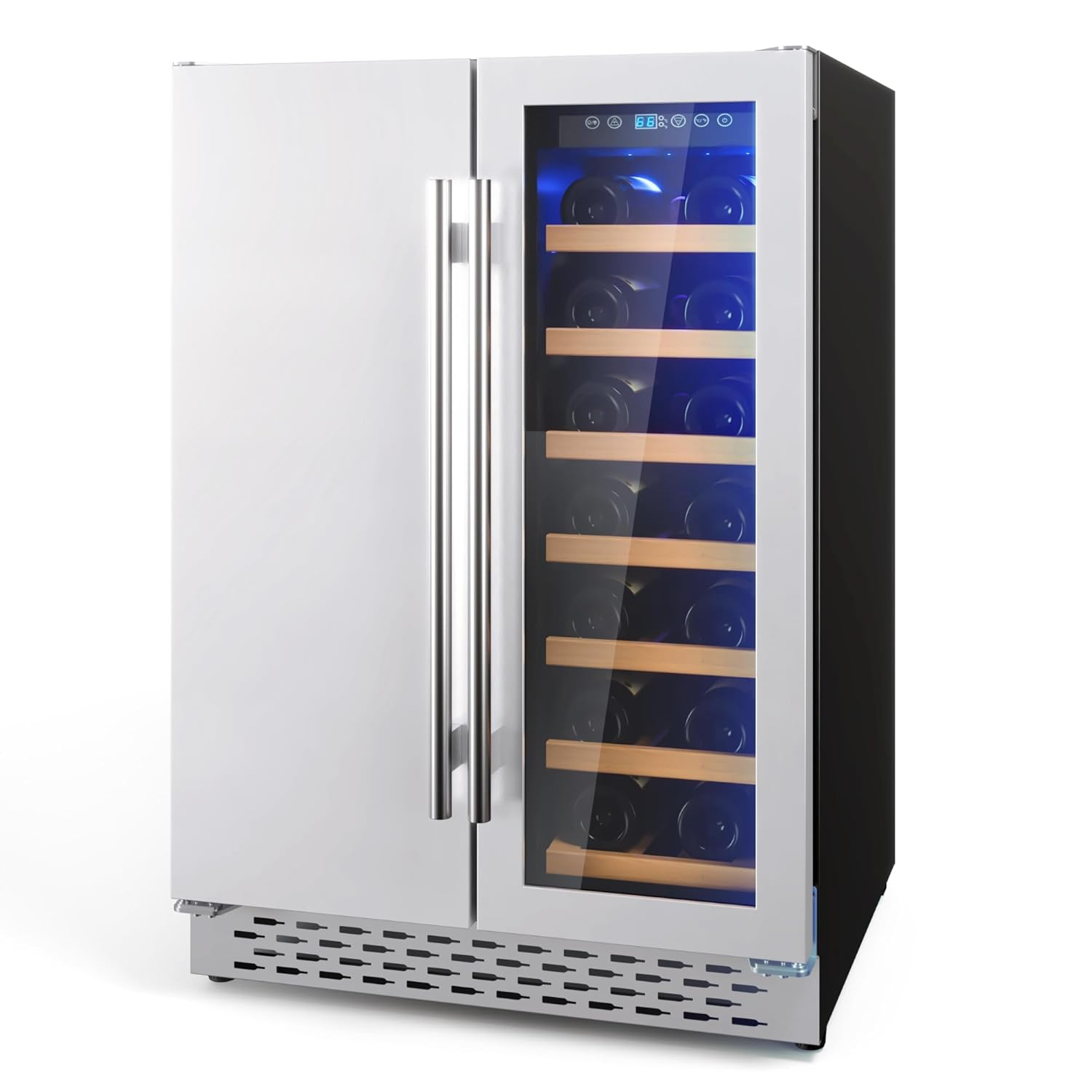 Accreate Beverage and Wine Cooler - Dual Zone, Built-in and Freestanding, Holds 54 Cans and 20 Bottles