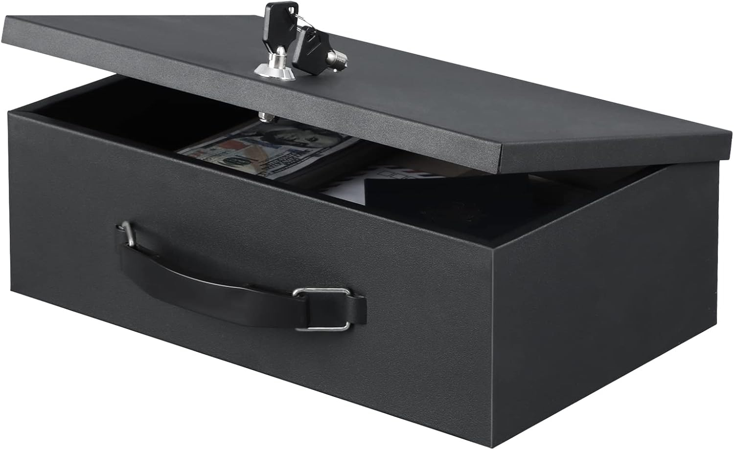 xydled Fire Resistant Safe Fire Safe Box with Key Lock for Home Office Security Storage for Valuables Documents,12.8 x 8.5 x 4.5 Inch,Black