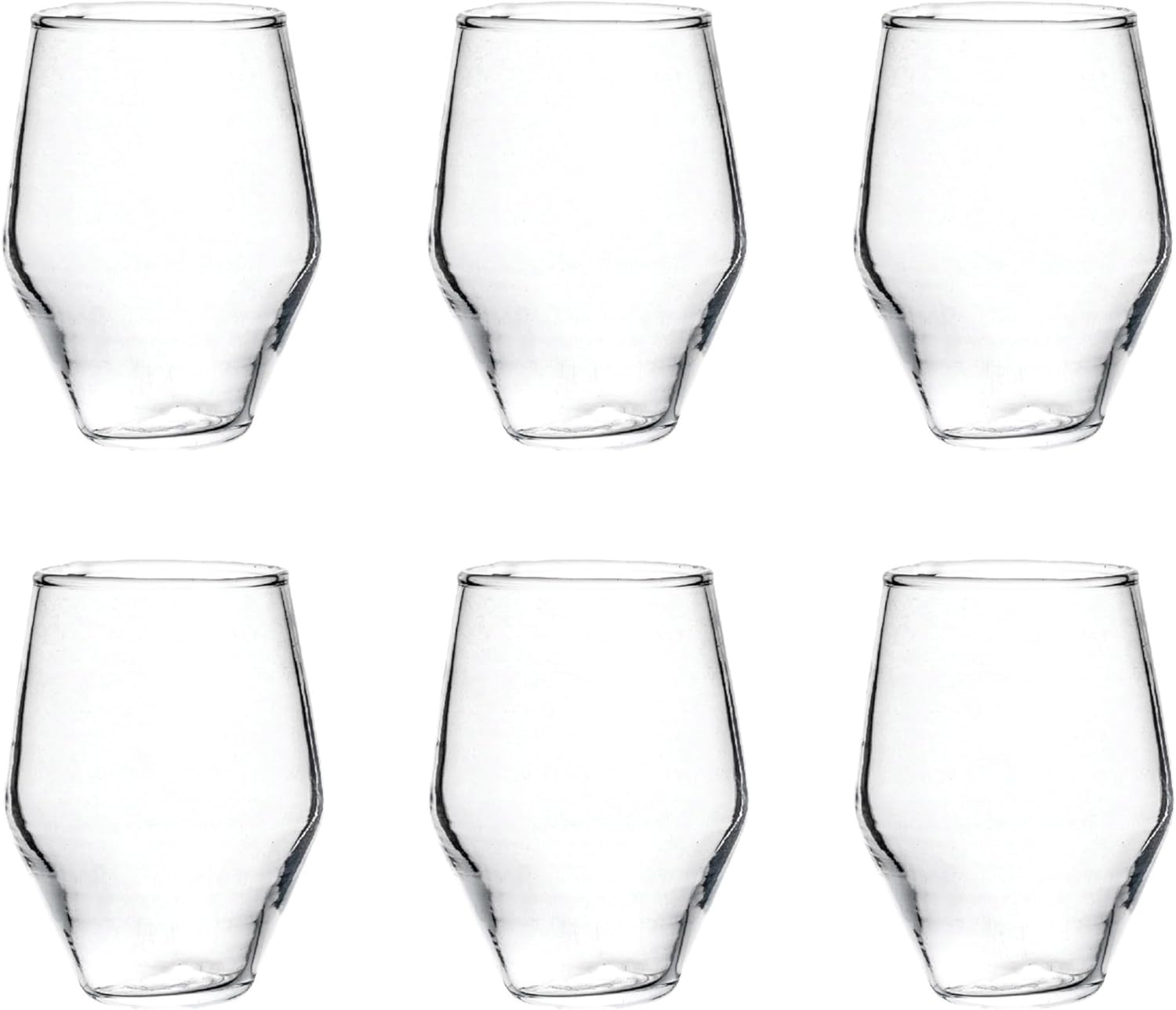 Creative Co-Op 3.25 Inches Round Drinking Glass, Clear, Set of 6