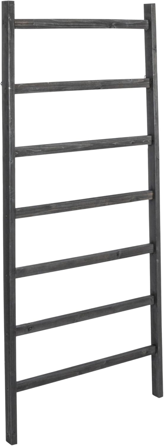 64" H Decorative Fir Wood Ladder with 7 Rungs