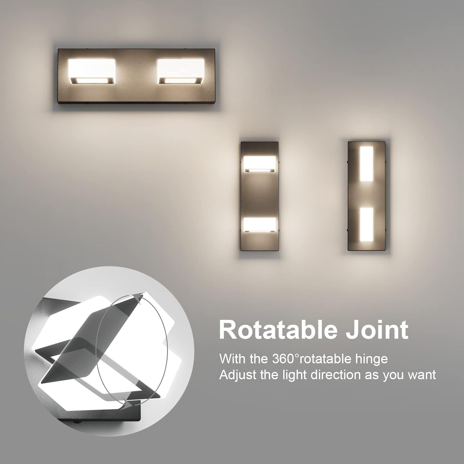 Ralbay Modern LED Black Vanity Lights 4 Lights Acrylic Bathroom Vanity Lighting Fixtures Modern Matte Black Bathroom Vanity Lights (Natural White Light)