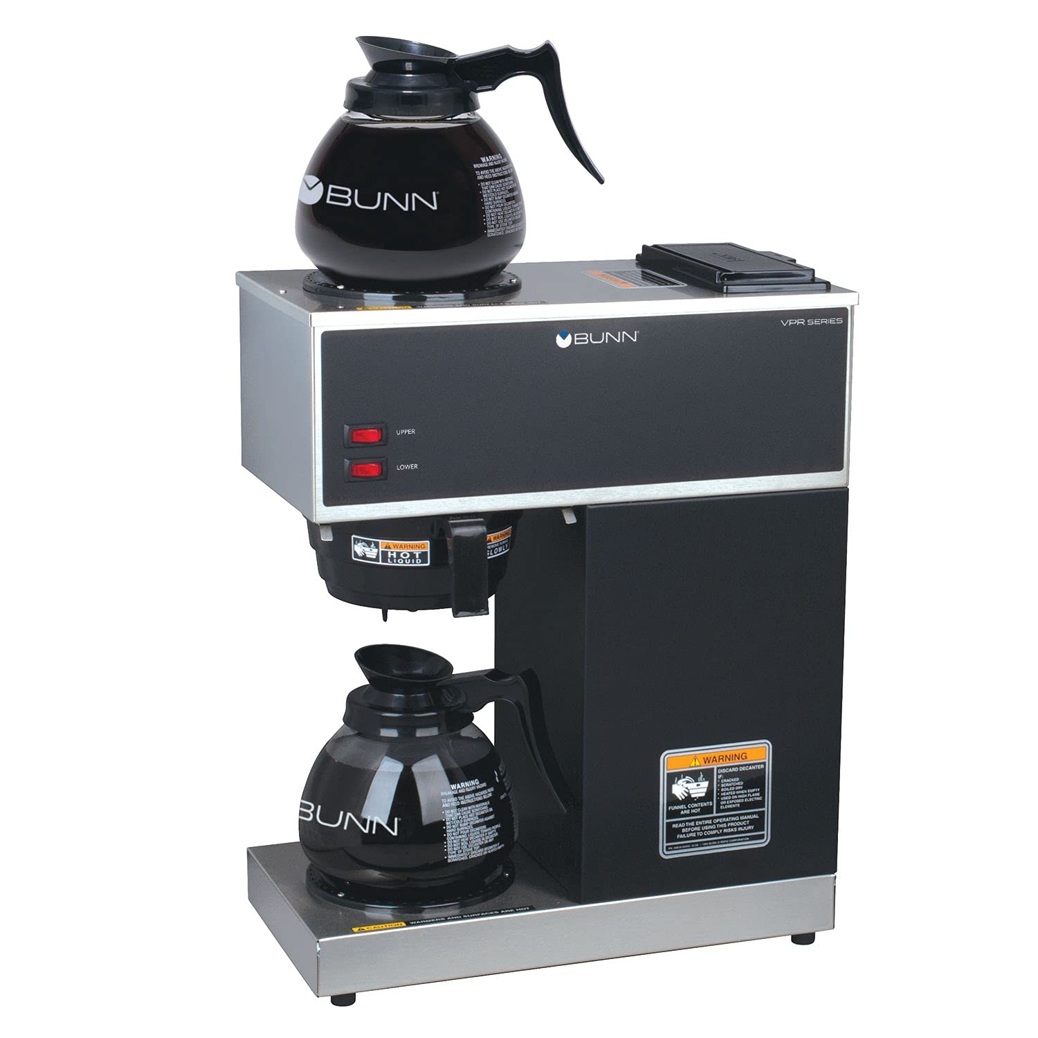 BUNN VPR 12-Cup Commercial Coffee Brewer with Two Glass Decanters, 2 Warmers