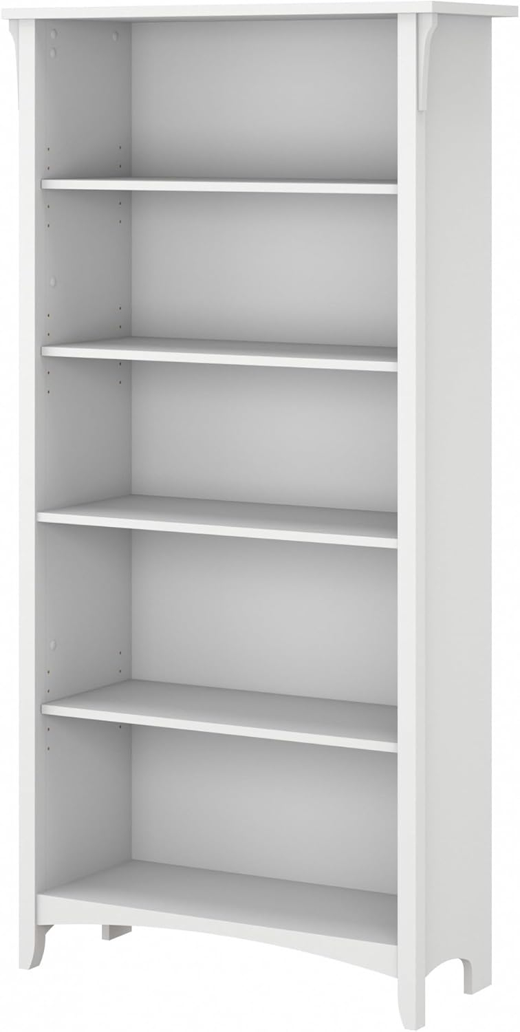 Salinas Tall 5 Shelf Bookcase in Pure White and Shiplap Gray - Engineered Wood