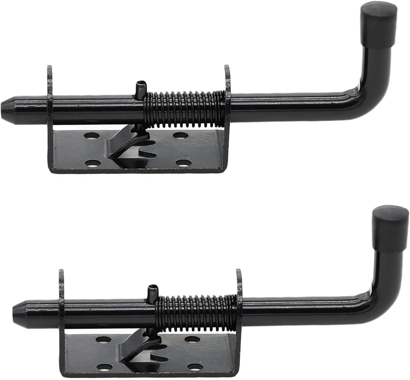 5 Inch Spring Loaded Latch Bolt, Heavy Duty Spring Loaded Latch Pin Door Lock,1/2" Pin Shed (2, Black)