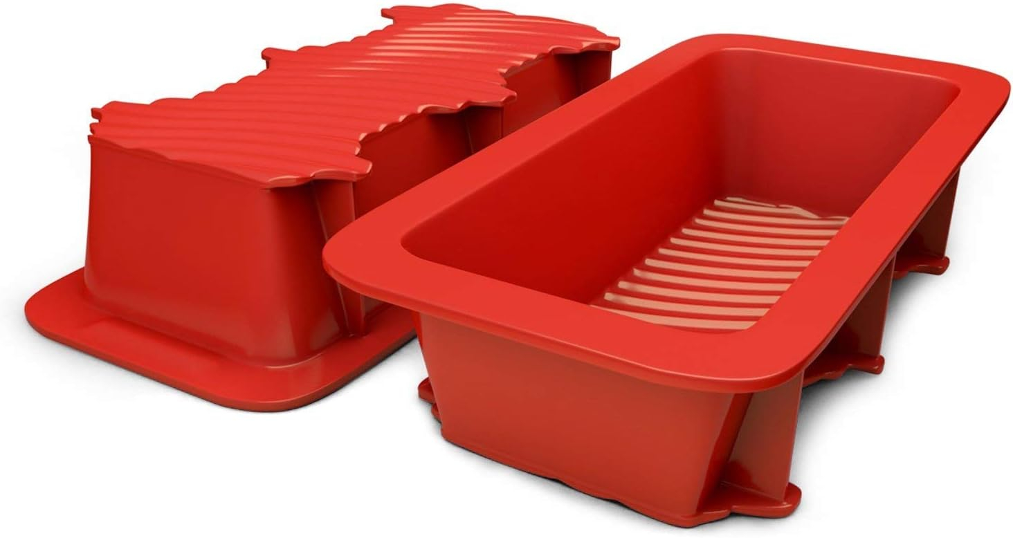 Silicone Large Bread Pan Set - Non-Stick 2PCS Baking Mold for Homemade Cakes, Breads, and Quiche | Premium Kitchen Pan | Dishwasher Safe 9.25L x 3.9W