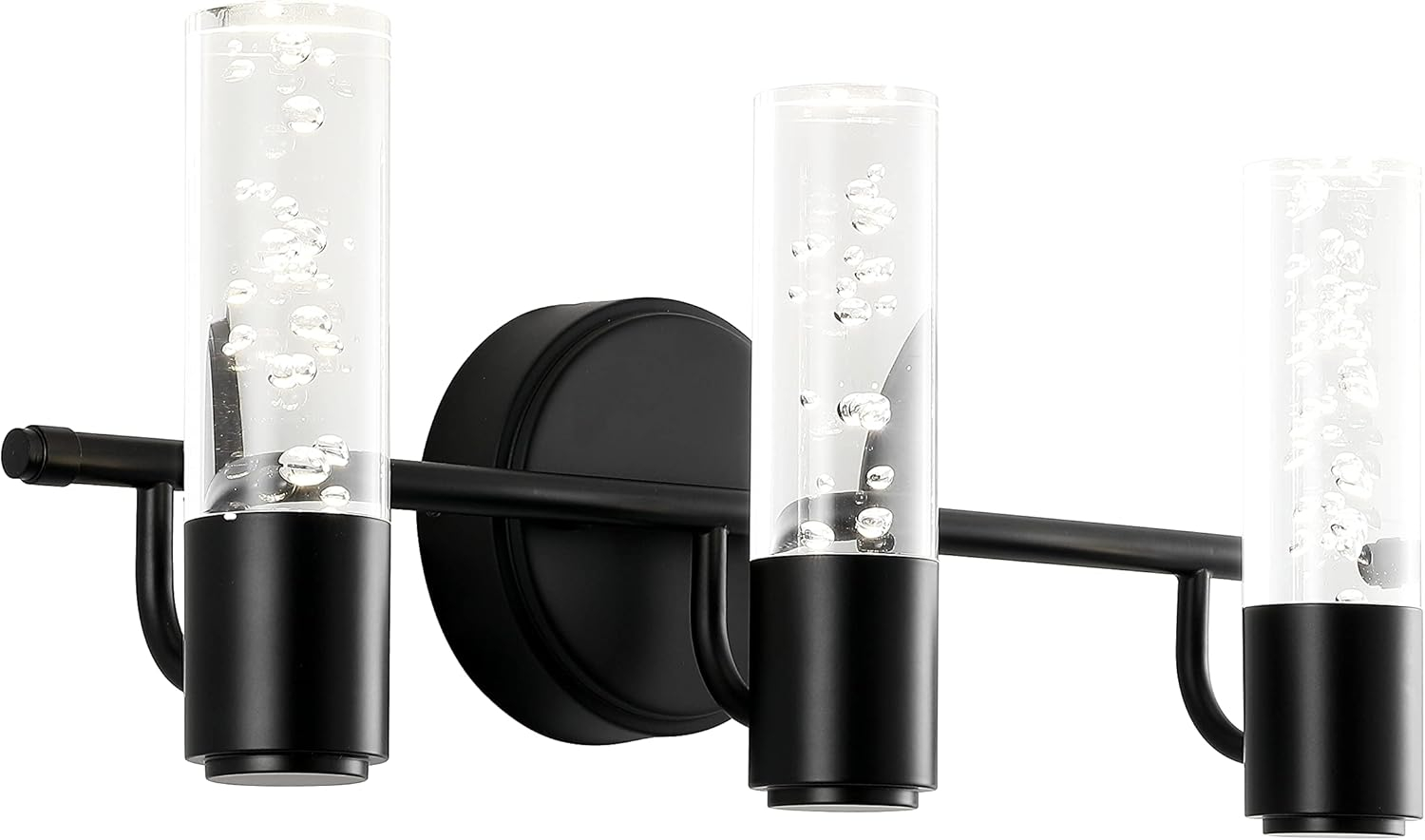 Bolha 18" 3-Light Minimalist Modern Bubble Acrylic/Iron Integrated LED Vanity Light, Black