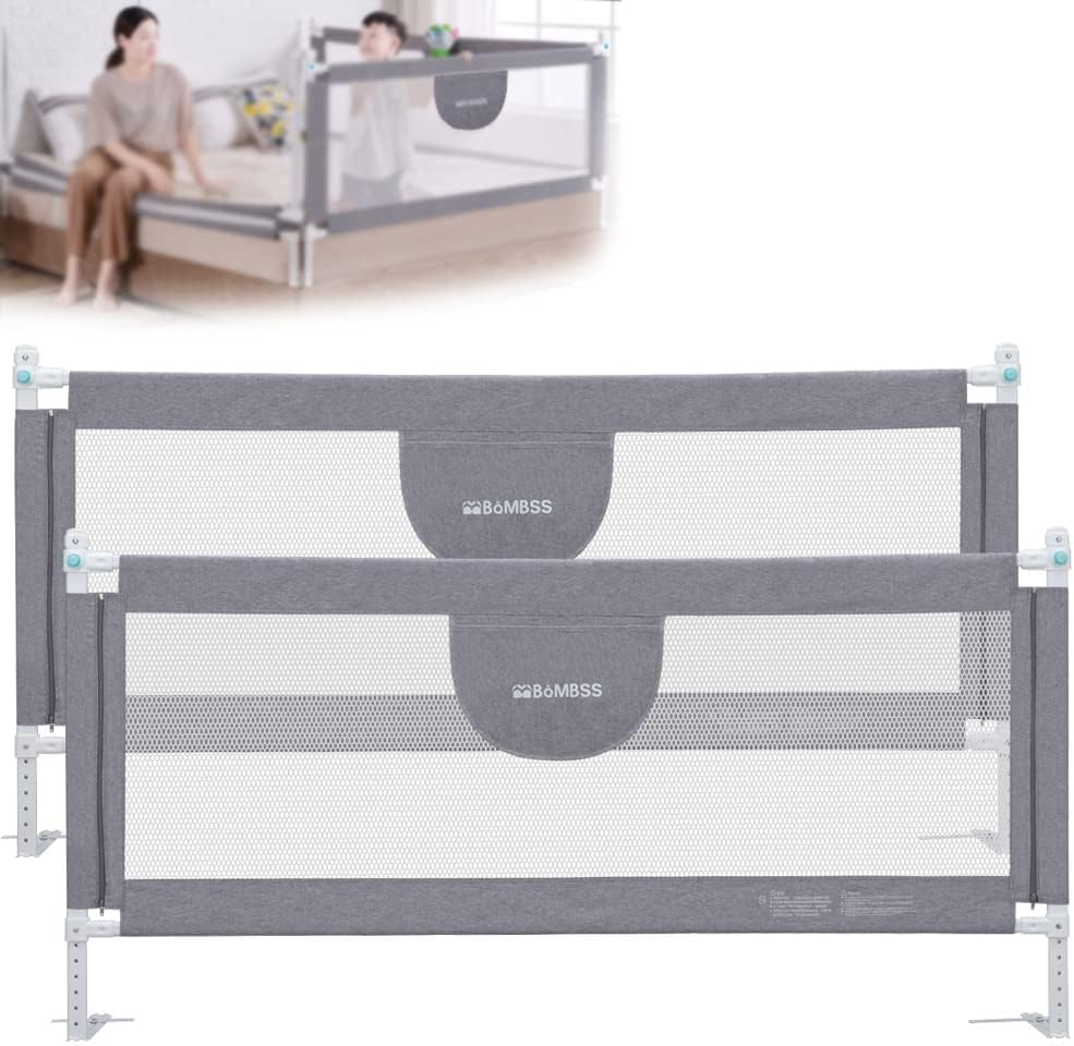 MBQMBSS 2 Pack Toddler Bed Rail Guards for King and Queen Size Beds, Stable Protective Side Railing for Kids Children