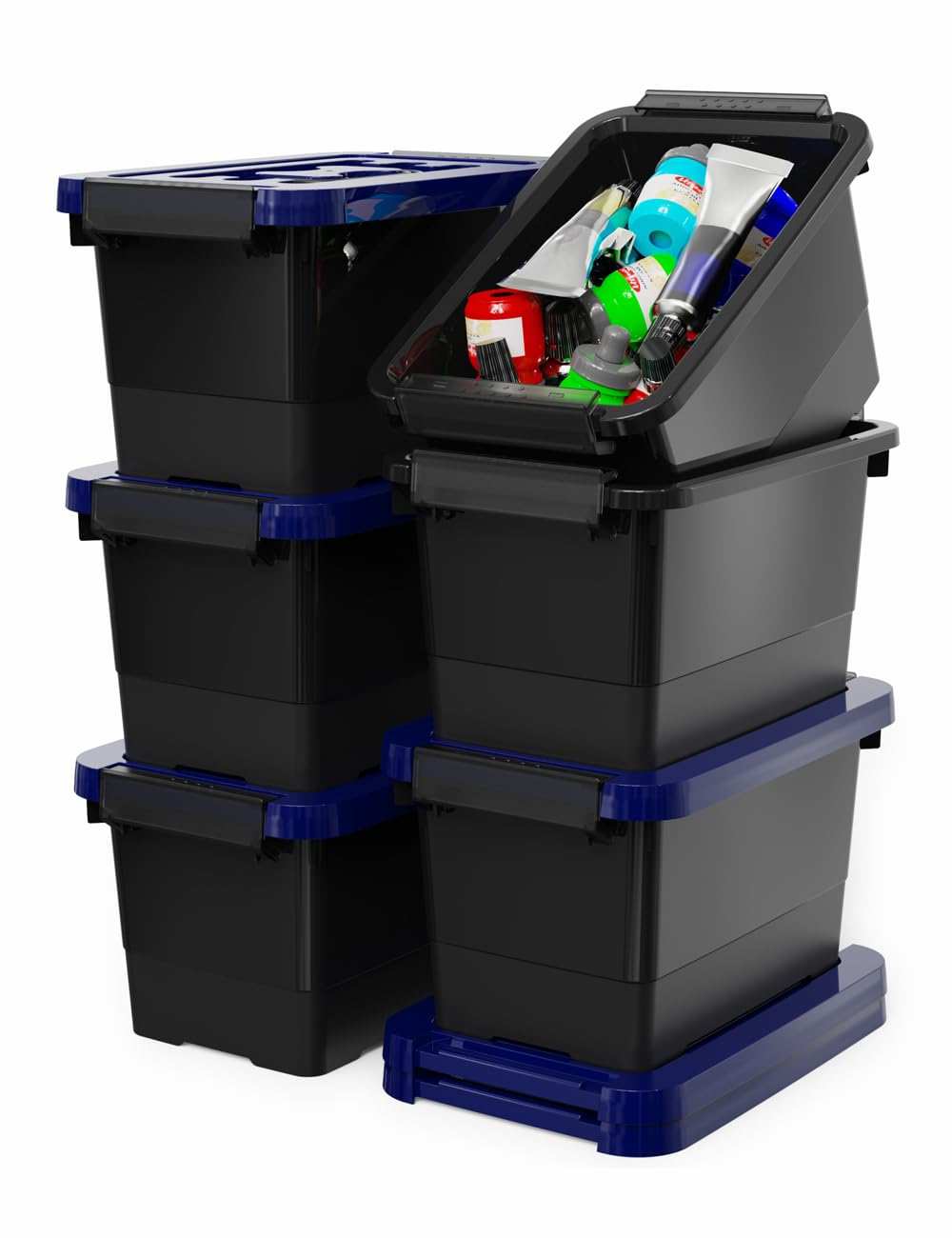 Clear Stackable Plastic Storage Boxes with Lids, 6-Pack, 5 Liters