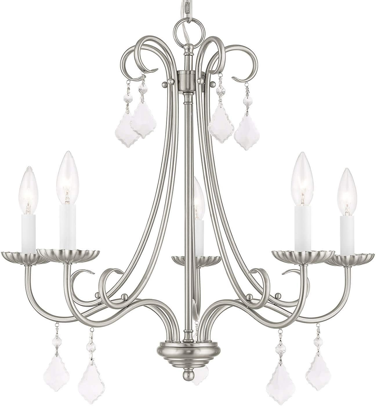 Daphne Polished Chrome 5-Light Traditional Chandelier with Teardrop Crystals