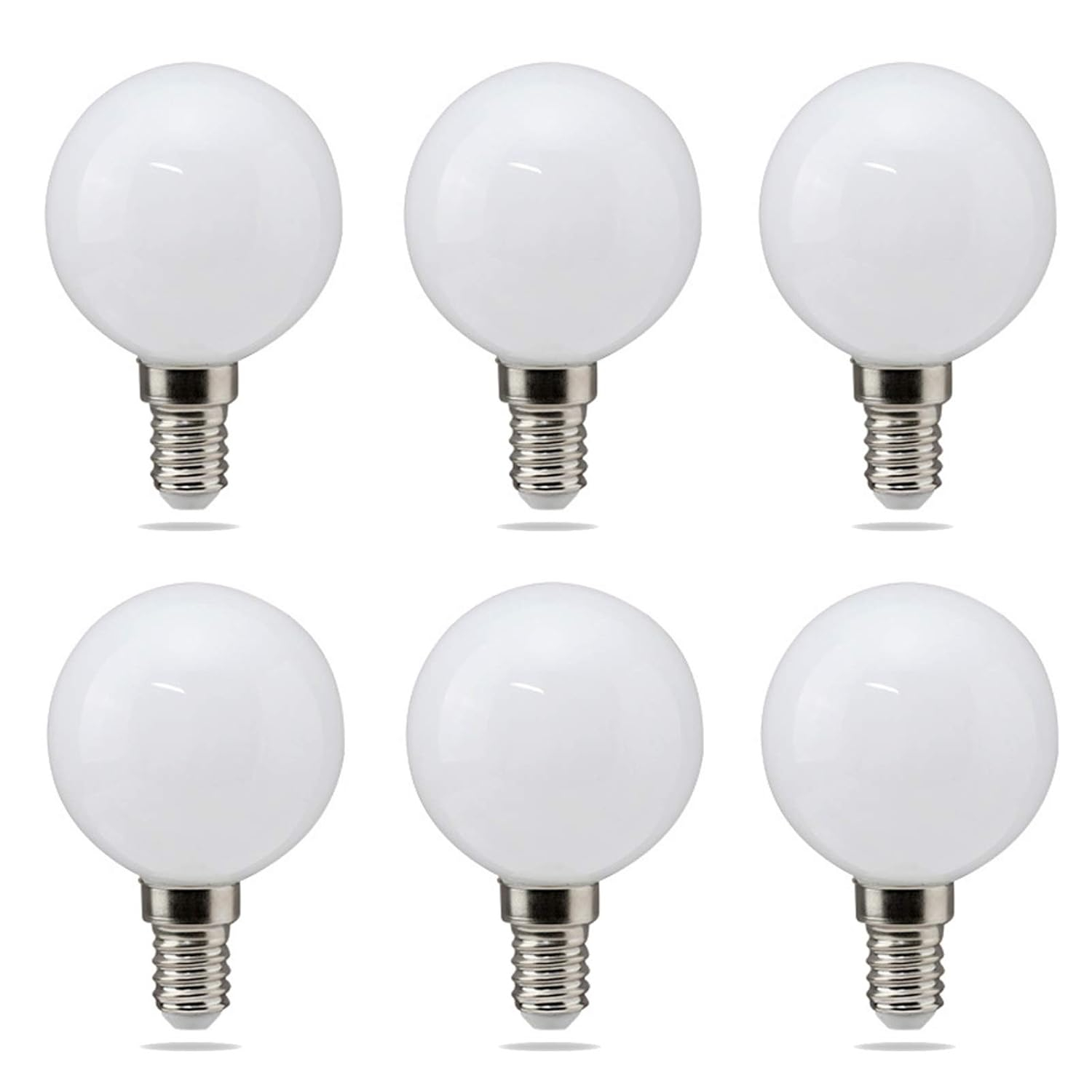 G16 (G50) E14 LED Bulb 5W 50 Watt Equivalent Incandescent Light Bulbs Night Stand Bulb Warm White 3000K Energy Saving Full Milky Glass Lamp Bulb for Home Lighting, AC 110-220V (6-Pack)