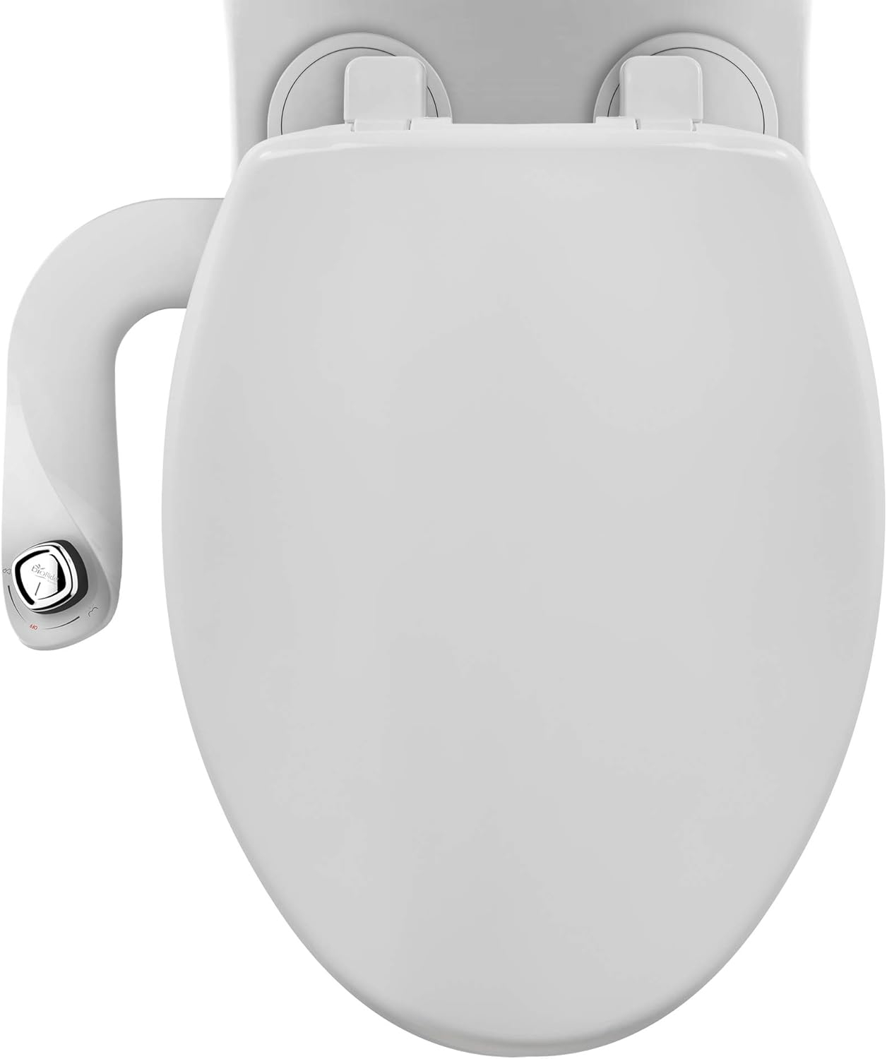 Bio Bidet by Bemis SlimEdge Dual Nozzle Bidet Attachment with Bemis Elongated Toilet Seat, Fresh Water Spray, Non Electric, Easy to Install, Brass Inlet and Internal Valve