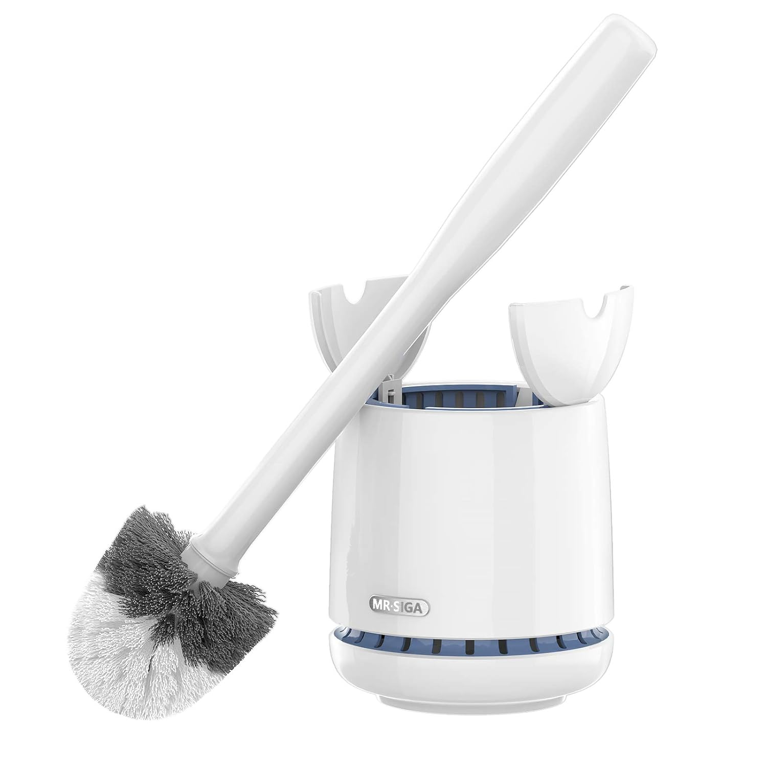 MR.SIGA Premium Toilet Bowl Brush and Holder for Bathroom Cleaning, White, 1 Pack