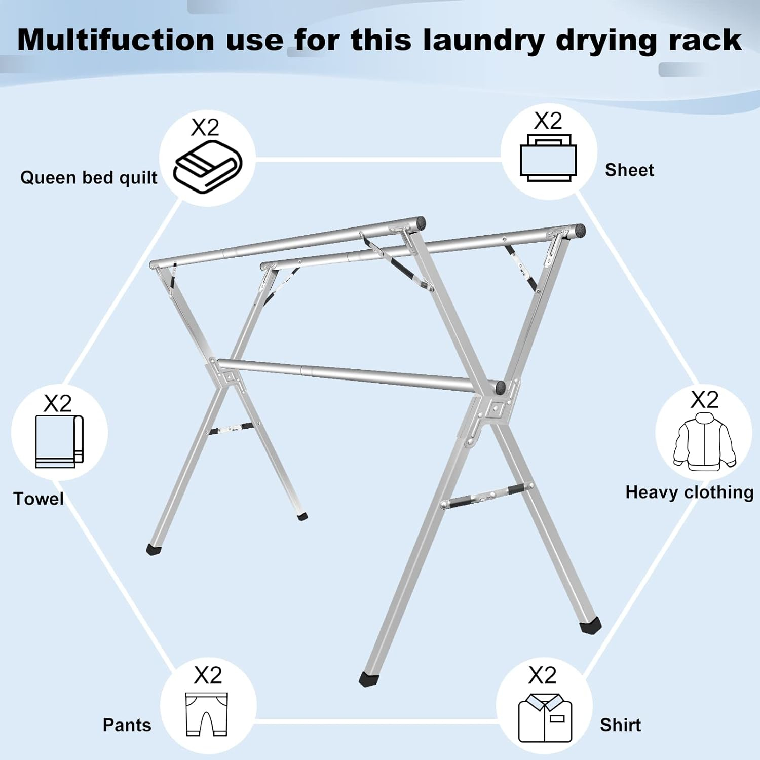 Adjustable Stainless Steel Foldable Clothes Drying Rack