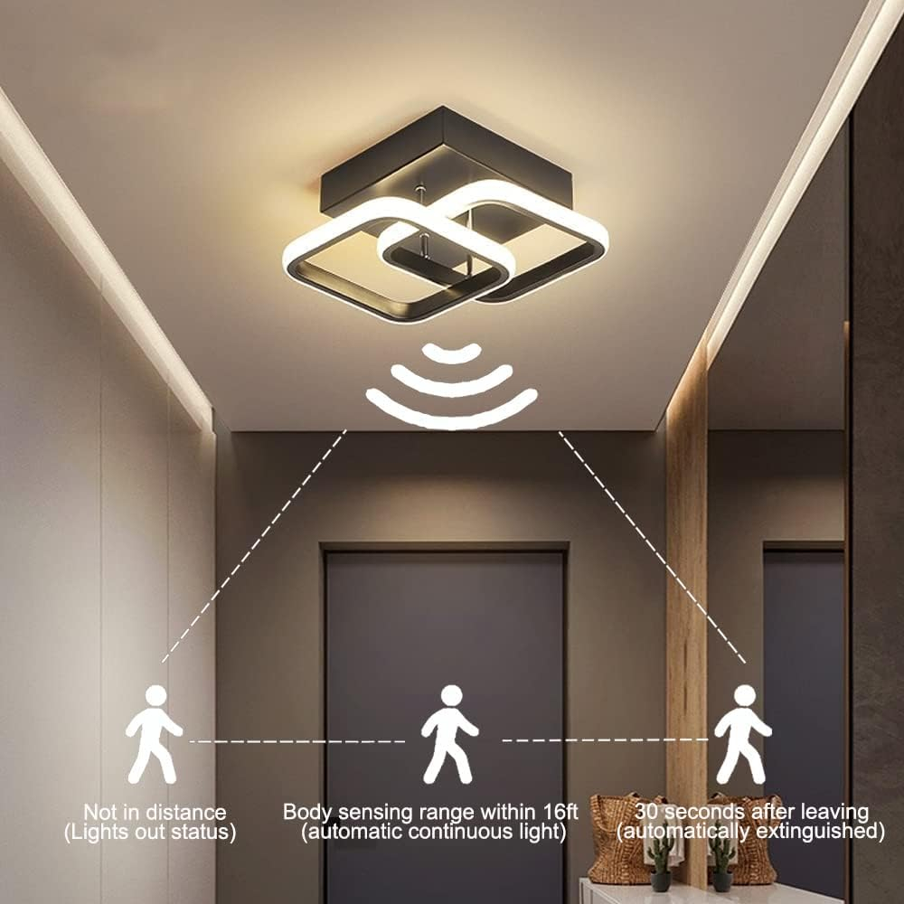 ADISUN LED Ceiling Light 2 Rings Flush Mount LED Ceiling Lights Fixture Dimmable with Remote Control Aluminum Lighting Fixture, White