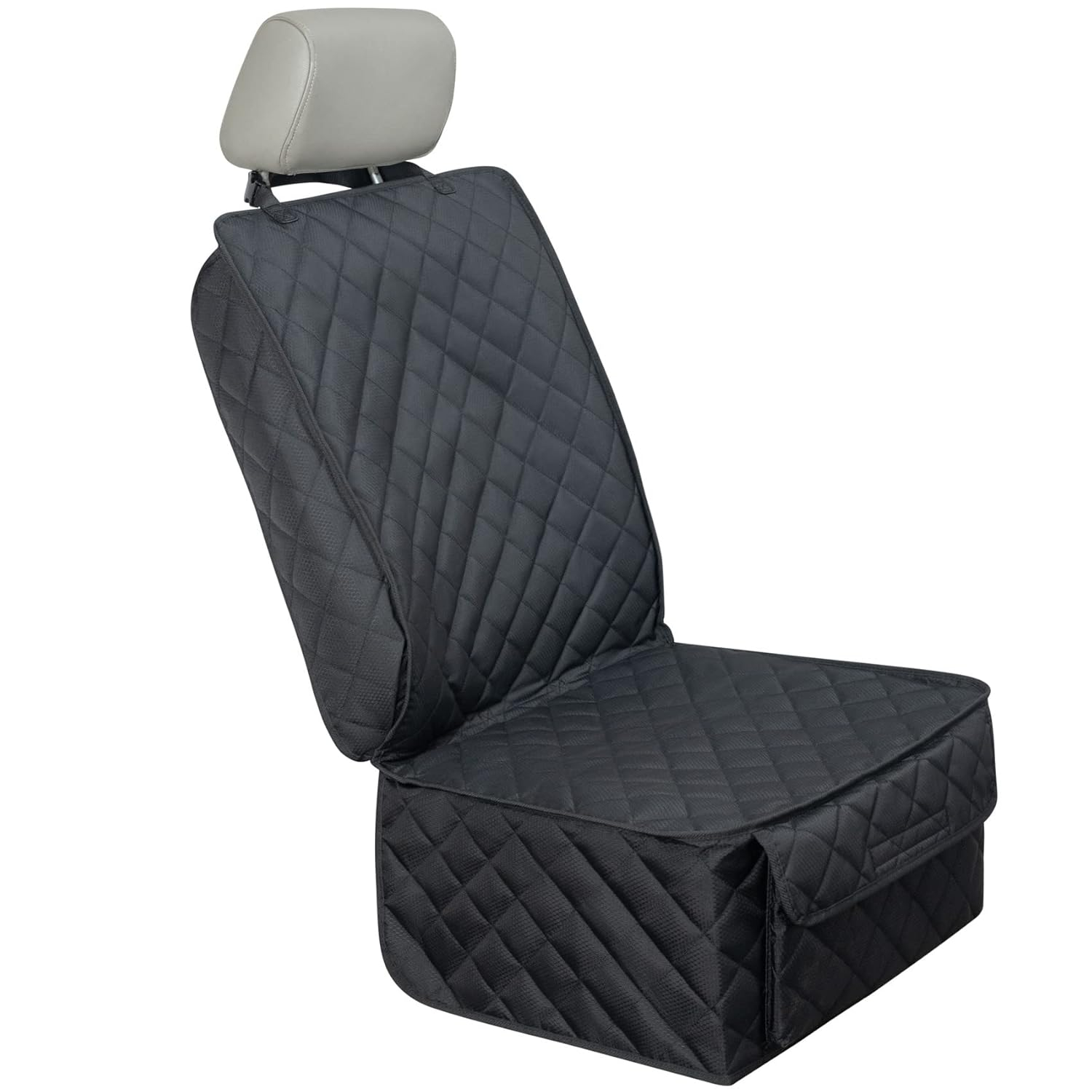 Waterproof Front Seat Cover Dog Car Seat Covers Nonslip and Full Protection with Side Flaps Fits Most Cars, Trucks, SUVs(Black, 1Pack)