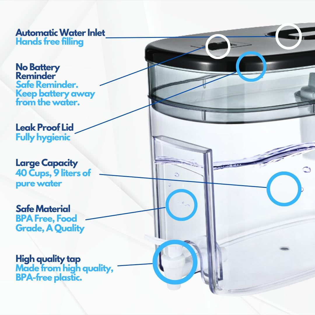 OnlyPure 40-Cup Water Filtration Pitcher, IAPMO Certified, 5X Lifetime, 99% Lead Reduction